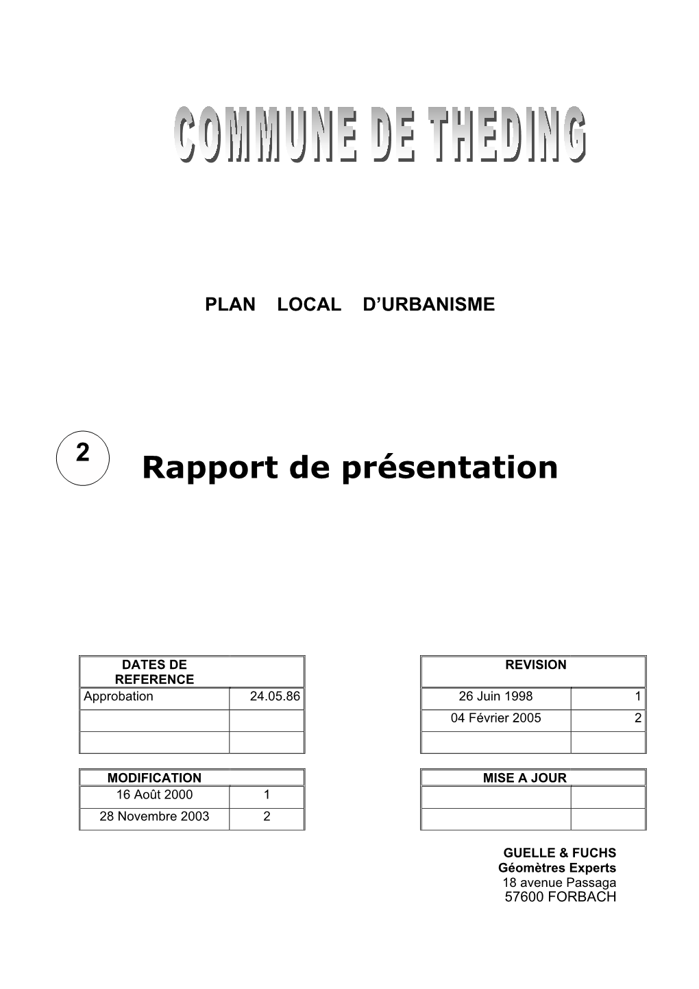 Rapport De Présentation