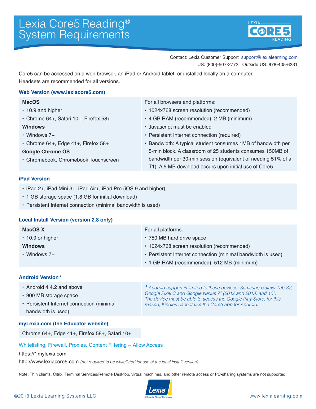 Lexia Core5reading System Requirements