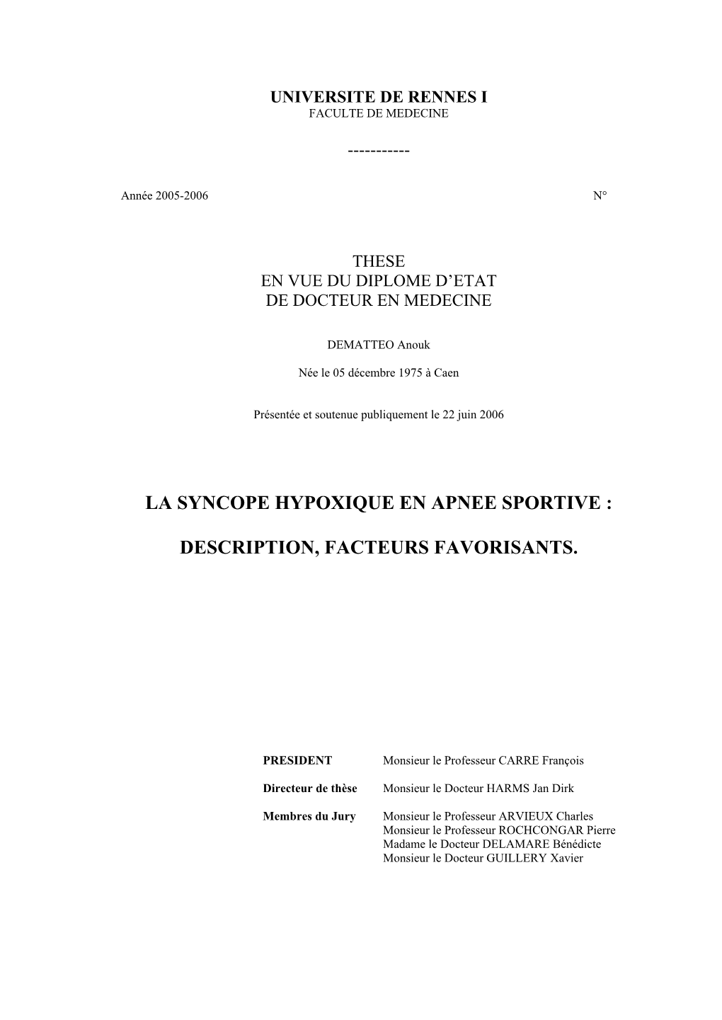 La Syncope Hypoxique En Apnee Sportive