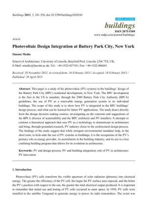 Photovoltaic Design Integration at Battery Park City, New York