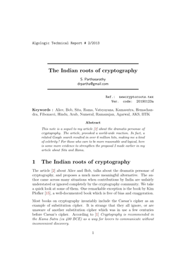 Indian Roots of Cryptography