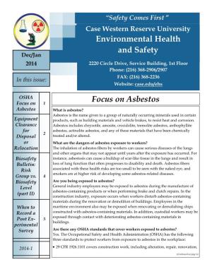Environmental Health and Safety Focus on Asbestos
