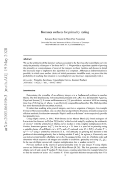 Kummer Surfaces for Primality Testing