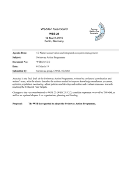 Swimway Action Programme Document No.: WSB 28/5.2/2 Date: 01 March 19 Submitted By: Swimway Group, CWSS, TG-MM