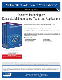 Assistive Technologies: Concepts, Methodologies, Tools, and Applications