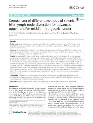 Comparison of Different Methods of Splenic Hilar Lymph Node Dissection