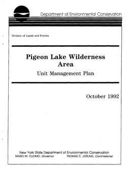 Pigeon Lake Wilderness Unit Management Plan