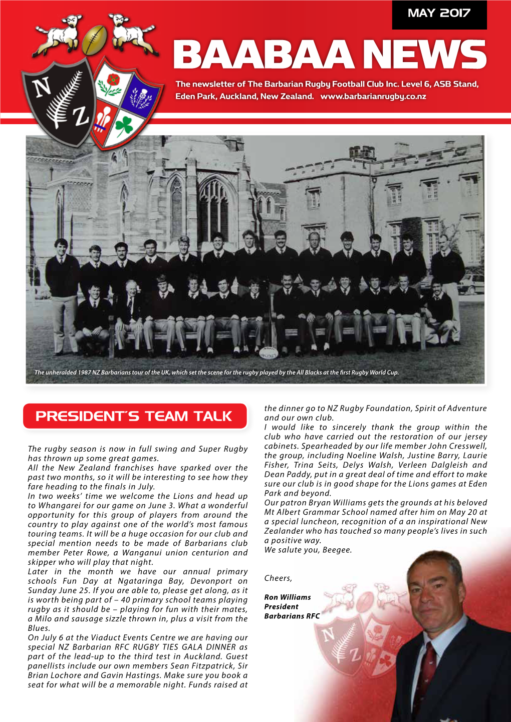 BAABAA NEWS the Newsletter of the Barbarian Rugby Football Club Inc