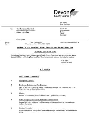 (Public Pack)Agenda Document for North Devon Highways and Traffic