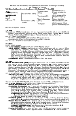 J. Gosden) the Property of Darley Will Stand at Park Paddocks, Somerville Paddock T, Box 390