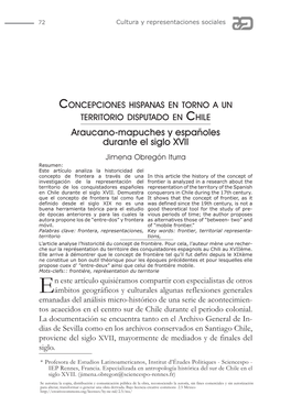 Concepciones Hispanas En Torno a Un Territorio Disputado En Chile. Araucano-Mapuches Y Españoles Durante El Siglo XVII