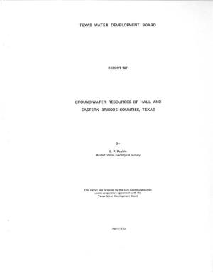 Ground-Water Resources of Hall and Eastern Briscoe Counties, Texas