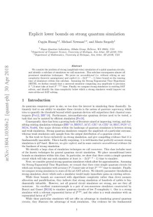 Explicit Lower Bounds on Strong Quantum Simulation