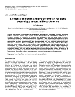 Elements of Iberian and Pre-Columbian Religious Cosmology in Central Meso-America