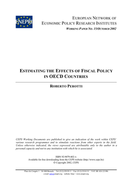 Estimating the Effects of Fiscal Policy in Oecd Countries