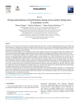 Pacing and Predictors of Performance During Cross-Country Skiing Races: A
