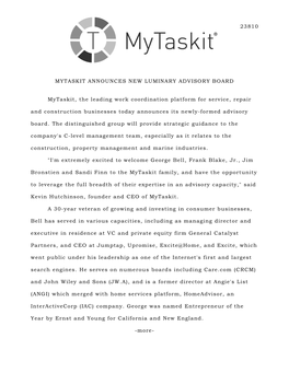 23810 Mytaskit Announces New Luminary Advisory Board