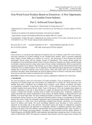Non-Wood Forest Products Based on Extractives- a New Opportunity for Canadian Forest Industry Part 2- Softwood Forest Species