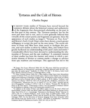 Tyrtaeus and the Cult of Heroes , Greek, Roman and Byzantine Studies, 22:3 (1981:Autumn) P.215