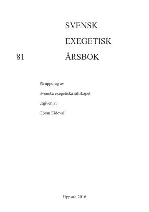 Svensk Exegetisk 81 Årsbok
