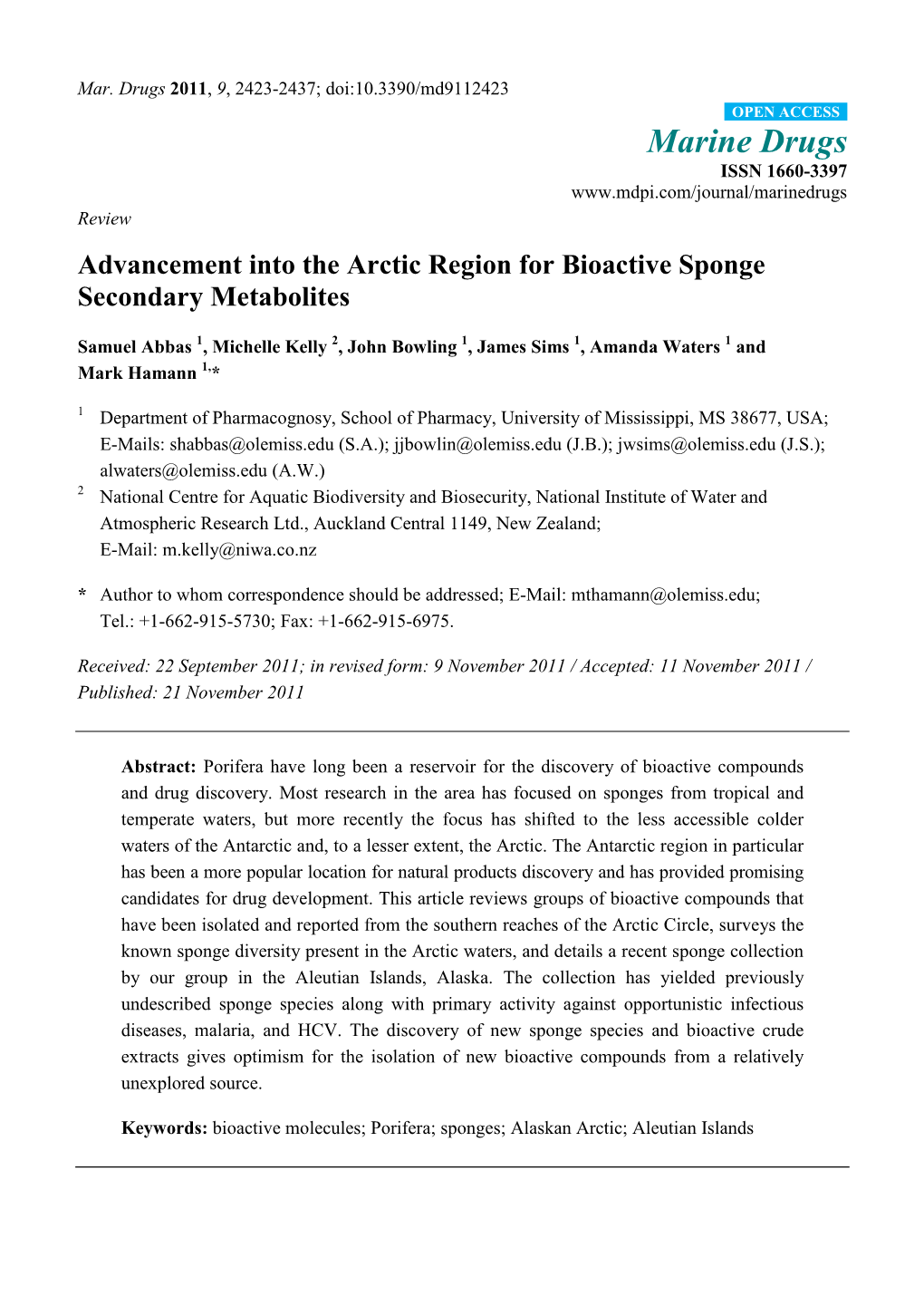 Advancement Into the Arctic Region for Bioactive Sponge Secondary Metabolites