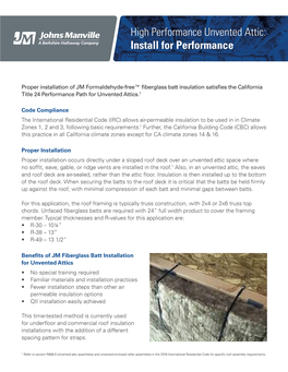 High Performance Unvented Attic: Install for Performance