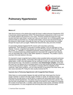 Pulmonary Hypertension ______