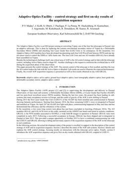 Adaptive Optics Facility – Control Strategy and First On-Sky Results of the Acquisition Sequence