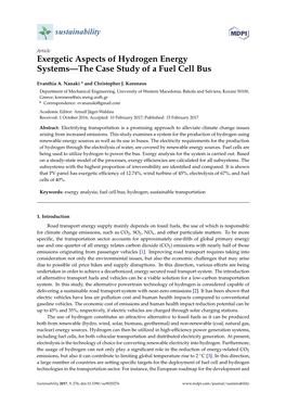 Exergetic Aspects of Hydrogen Energy Systems—The Case Study of a Fuel Cell Bus