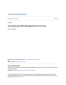 Accounting and Office Management for Law Firms