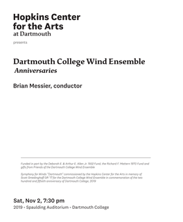 Dartmouth College Wind Ensemble Anniversaries