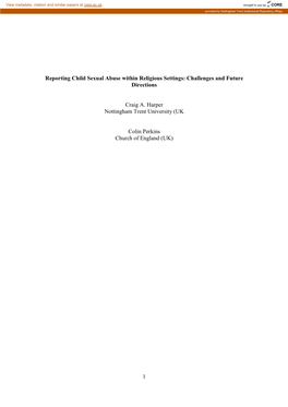 1 Reporting Child Sexual Abuse Within Religious Settings