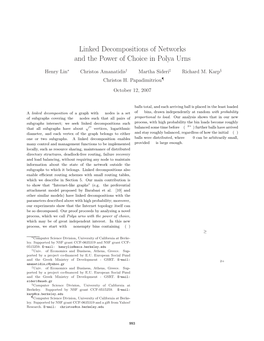 Linked Decompositions of Networks and the Power of Choice in Polya Urns