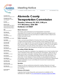 Alameda County Transportation Commission Portfolio Review for the Quarter Ending