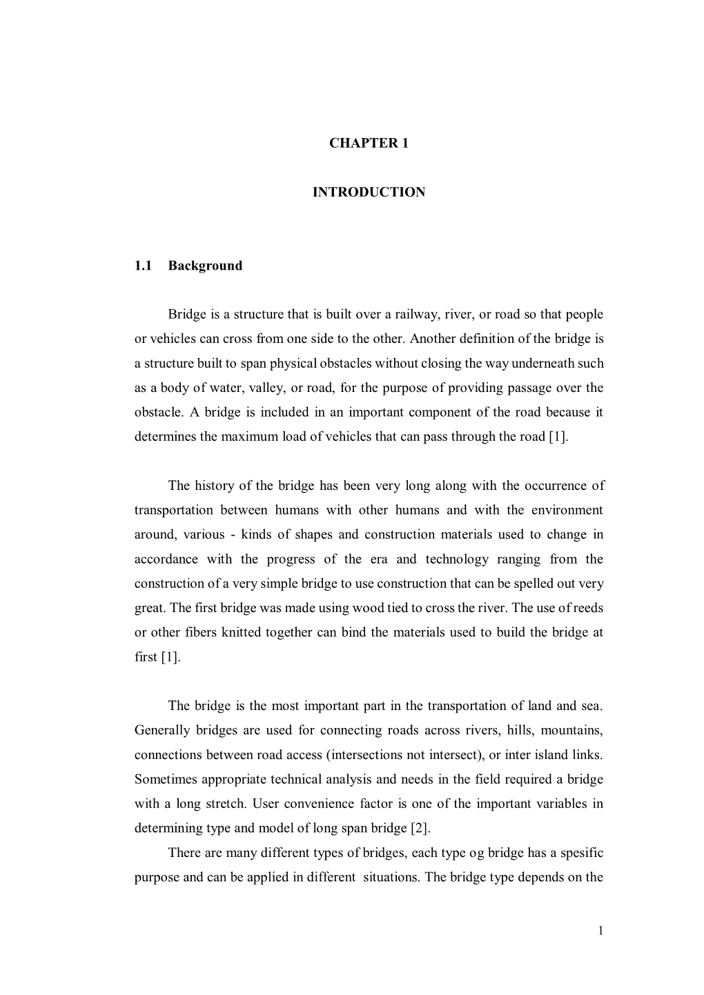 CHAPTER 1 INTRODUCTION 1.1 Background Bridge Is a Structure