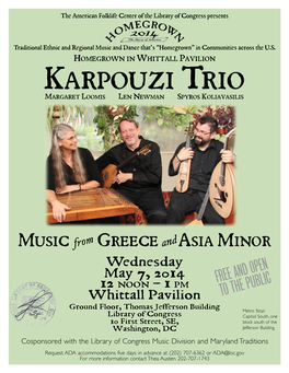 Karpouzi Trio Margaret Loomis Len Newman Spyros Koliavasilis
