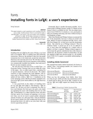 Installing Fonts in Latex: a User's Experience