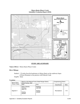 Miners Basin (Placer Creek) Suitability Evaluation Report (SER)