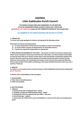 AGENDA Little Gaddesden Parish Council