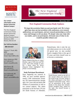 New England Centenarian Study Updates Medical Campus: We Hope This Newsletter Finds You and Your Family Well
