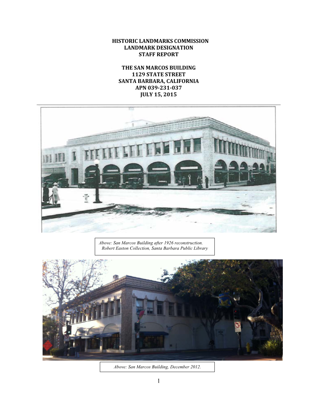 Historic Landmarks Commission Landmark Designation Staff Report