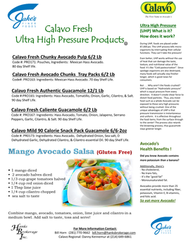 Calavo Fresh Ultra High Pressure Products