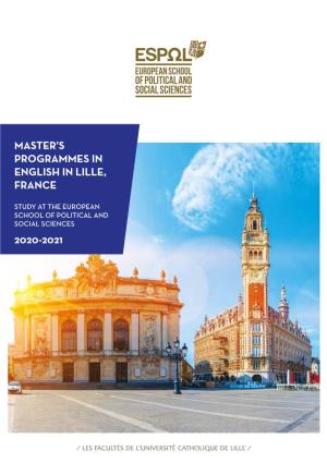 Master's Programmes in English in Lille, France 2020