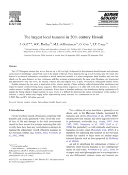 The Largest Local Tsunami in 20Th Century Hawaii