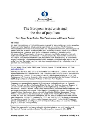 The European Trust Crisis and the Rise of Populism