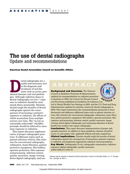 The Use of Dental Radiographs Update and Recommendations