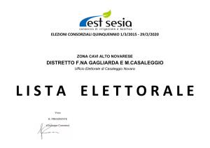 DISTRETTO F.NA GAGLIARDA E M.CASALEGGIO Ufficio Elettorale Di Casaleggio Novara L I S T a E L E T T O R a L E