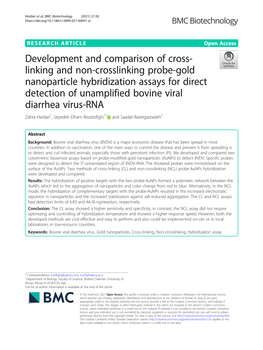 Linking and Non-Crosslinking Probe-Gold Nanoparticle Hybridization Assays for Direct Detection of Unamplified Bovine Viral Diarrhea Virus-RNA