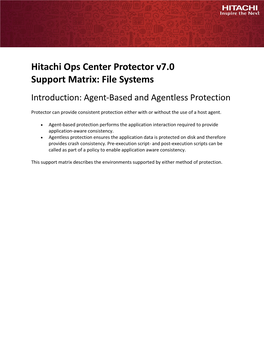 Ops Center Protector File System Support Matrix