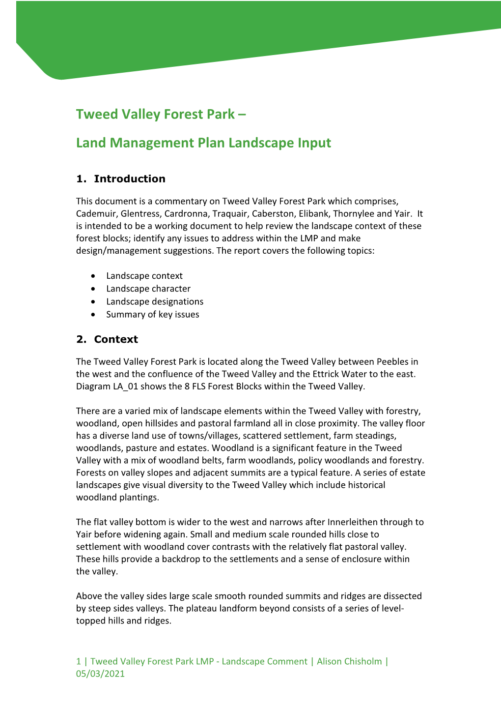 Tweed Valley Forest Park – Land Management Plan Landscape Input